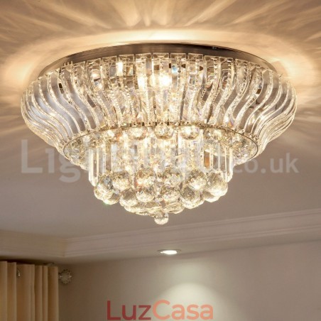 Luminárias de teto de cristal redondas, modernas e contemporâneas, de 38 cm e 57 cm Luminárias de teto de cristal redondas, modernas e contemporâneas, de 38 cm e 57 cm