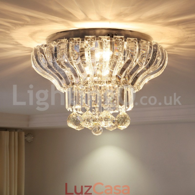 Luminárias de teto de cristal redondas, modernas e contemporâneas, de 38 cm e 57 cm