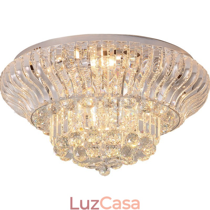 Luminárias de teto de cristal redondas, modernas e contemporâneas, de 38 cm e 57 cm