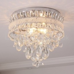 Barato Moderno 40CM Rodada Montagem Embutida Cristal Luzes de Teto