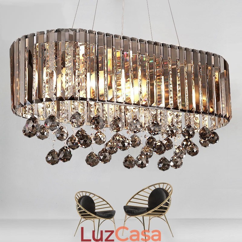 Lustre de cristal retangular de luxo acessível