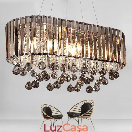 Lustre de cristal retangular de luxo acessível Lustre de cristal retangular de luxo acessível