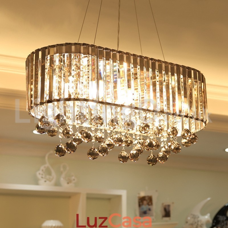 Lustre de cristal retangular de luxo acessível