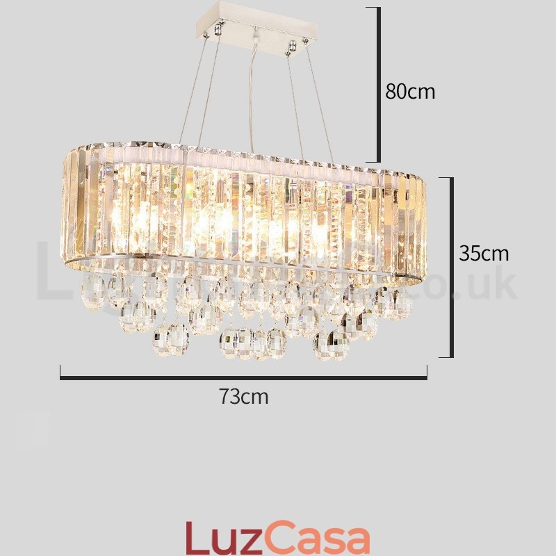 Lustre de cristal retangular de luxo acessível