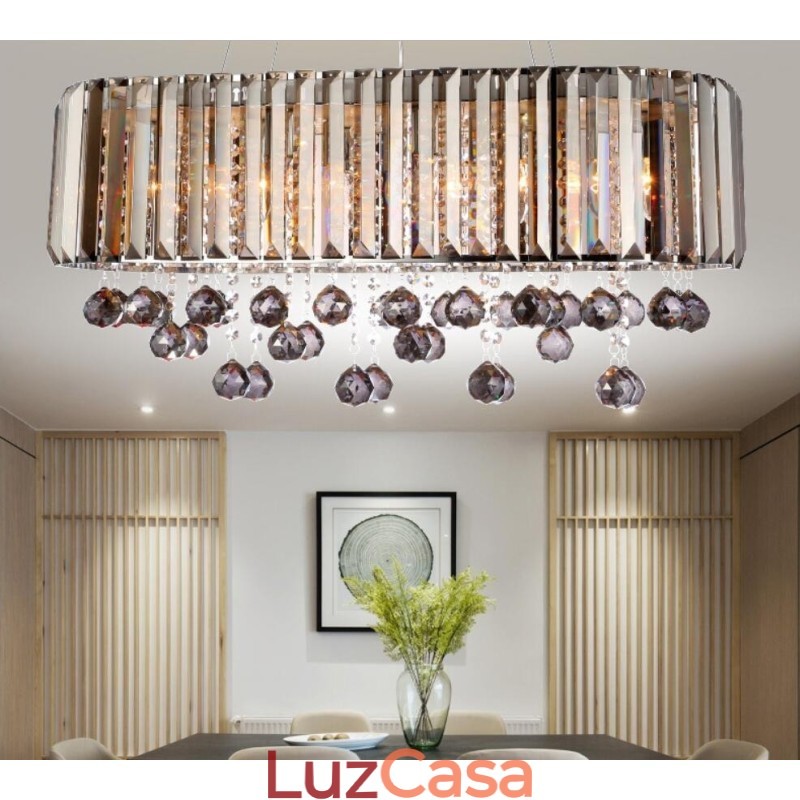 Lustre de cristal retangular de luxo acessível