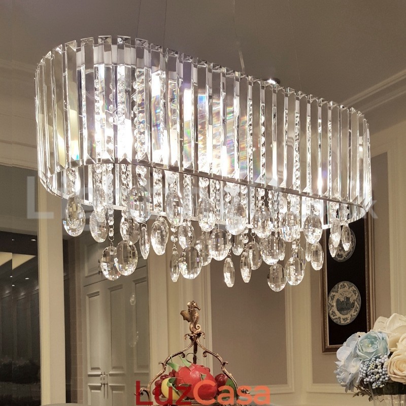 Lustre de cristal retangular de luxo acessível