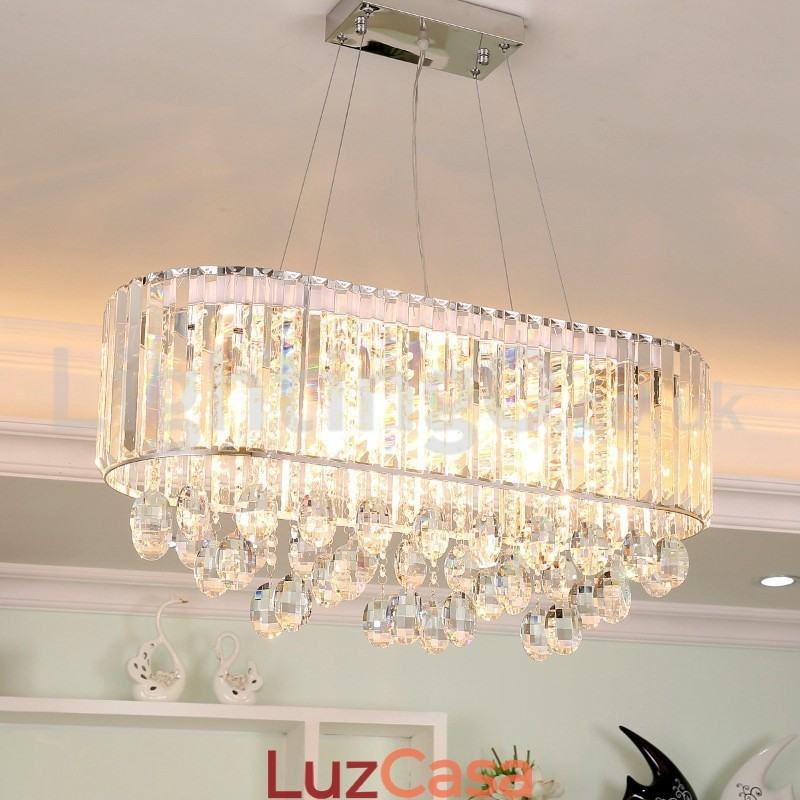 Lustre de cristal retangular de luxo acessível