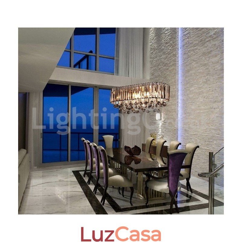 Lustre de cristal retangular de luxo acessível