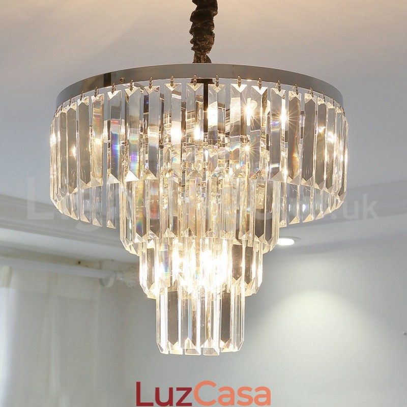 Elegante barato moderno 4 níveis redondo cristal pingente luz