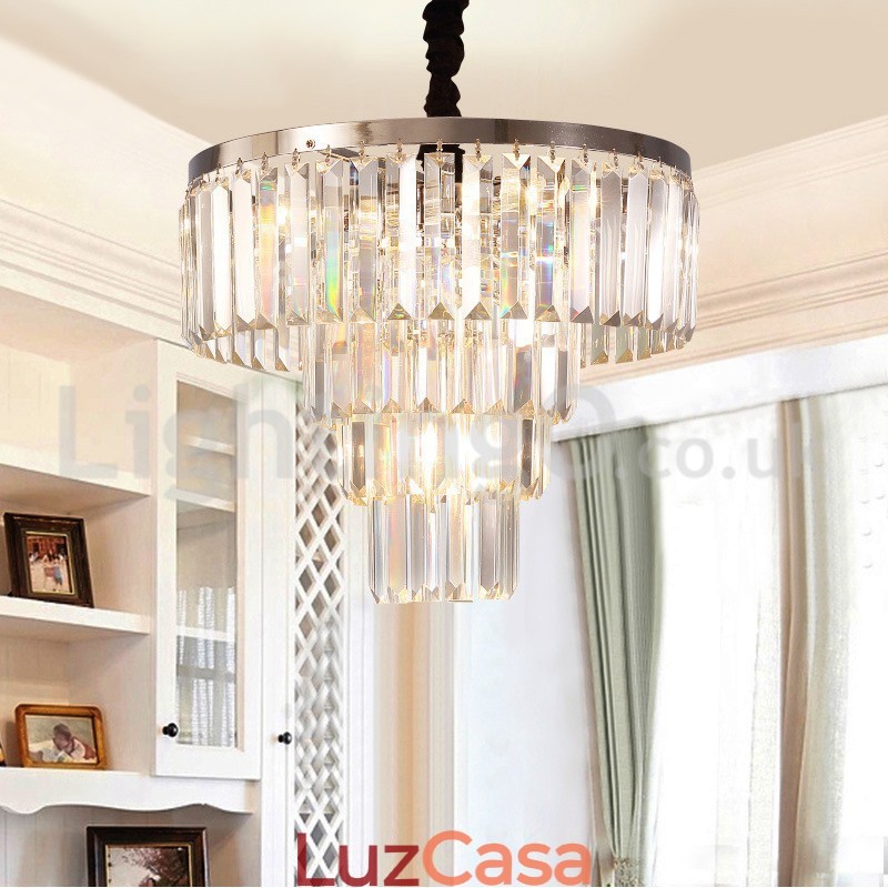 Elegante barato moderno 4 níveis redondo cristal pingente luz