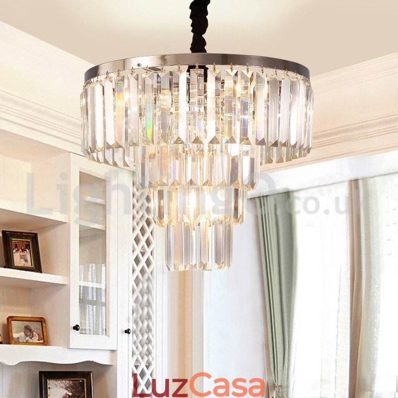 Elegante barato moderno 4 níveis redondo cristal pingente luz