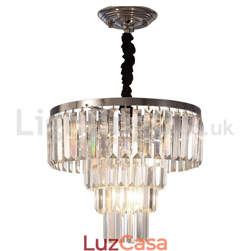 Elegante barato moderno 4 níveis redondo cristal pingente luz