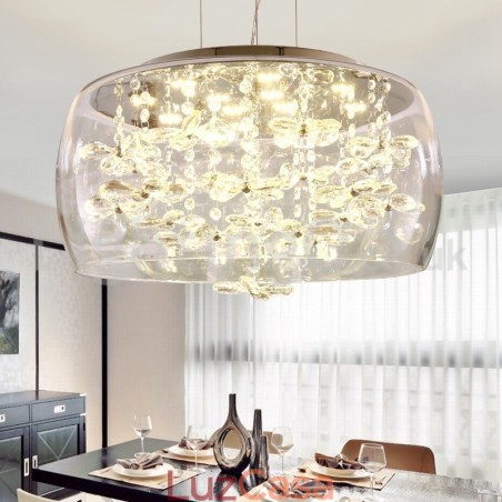 Moderno 40CM 50CM redondo transparente abajur de vidro cristal pingente luz Moderno 40CM 50CM redondo transparente abajur de vidro cristal pingente luz