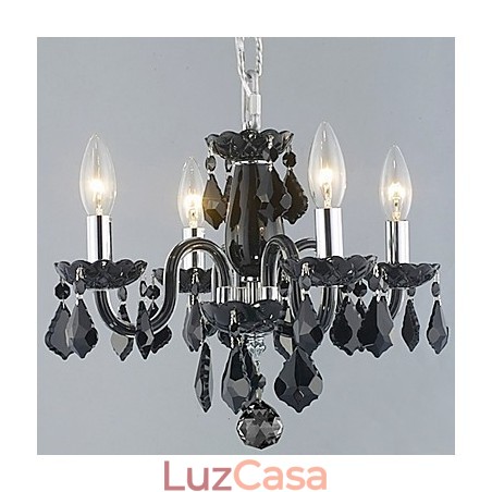 Lustre de cristal em destaque com 4 luzes em preto Lustre de cristal em destaque com 4 luzes em preto