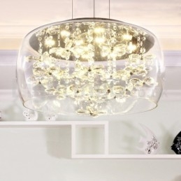 Moderno 40CM 50CM redondo transparente abajur de vidro cristal pingente luz