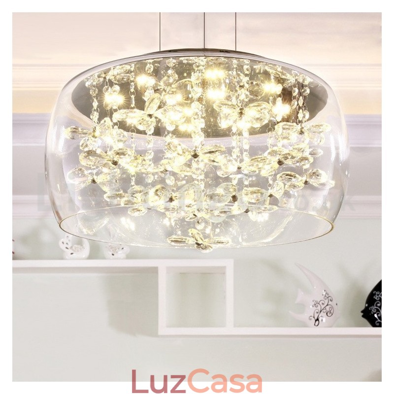 Moderno 40CM 50CM redondo transparente abajur de vidro cristal pingente luz