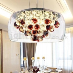 Moderno 40CM 50CM redondo transparente abajur de vidro cristal pingente luz