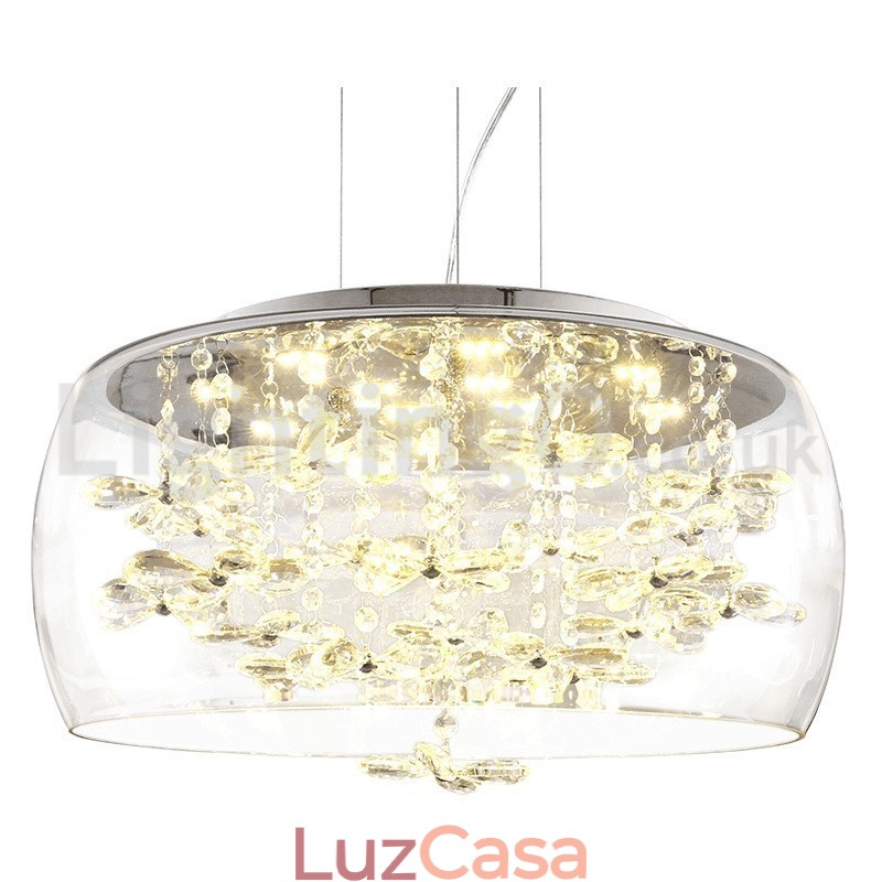 Moderno 40CM 50CM redondo transparente abajur de vidro cristal pingente luz