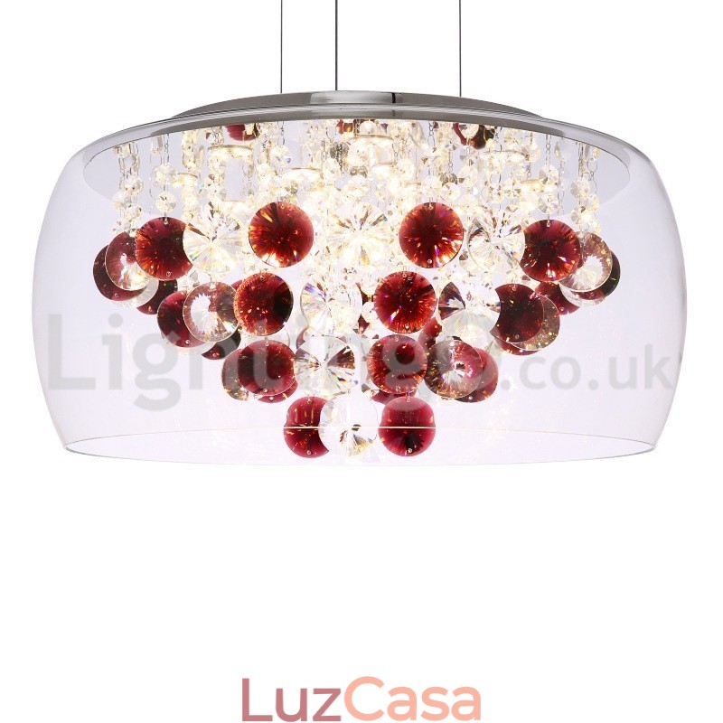 Moderno 40CM 50CM redondo transparente abajur de vidro cristal pingente luz