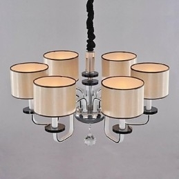 Lustre moderno contemporâneo de cristal cromado em metal