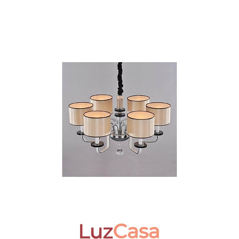 Lustre moderno contemporâneo de cristal cromado em metal