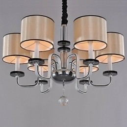 Lustre moderno contemporâneo de cristal cromado em metal