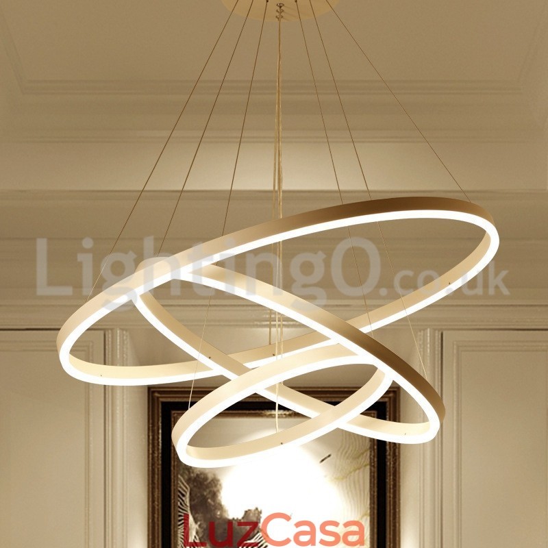 Luminária pendente moderna de três círculos com controle remoto