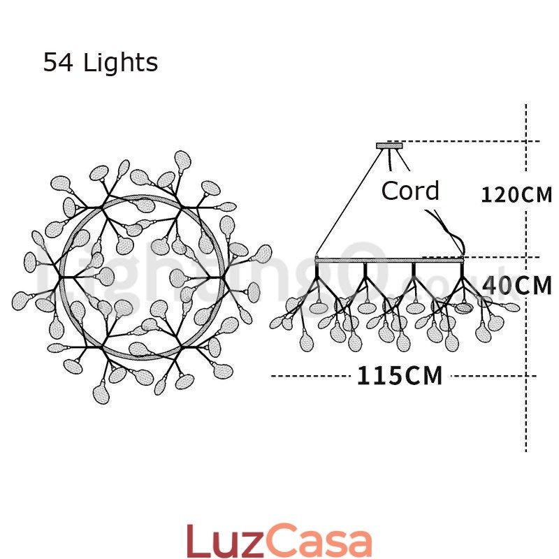 Lustre de luxo pós-moderno redondo Fireflies