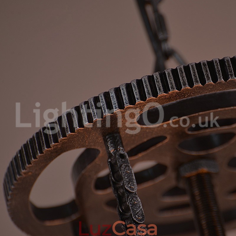 Retro Iron Gear Pendant Light Café