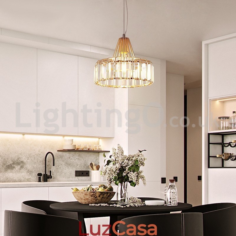 Luminária pendente de cristal nórdica de cabeça única