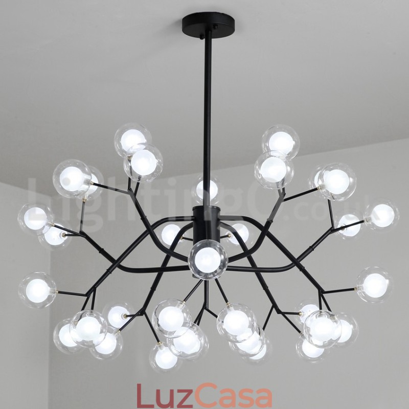 Lustre estilo nórdico Magic Bean Lustre pequeno de vidro transparente e transparente com bola de bolhas