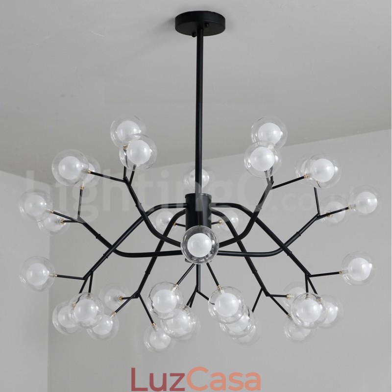 Lustre estilo nórdico Magic Bean Lustre pequeno de vidro transparente e transparente com bola de bolhas