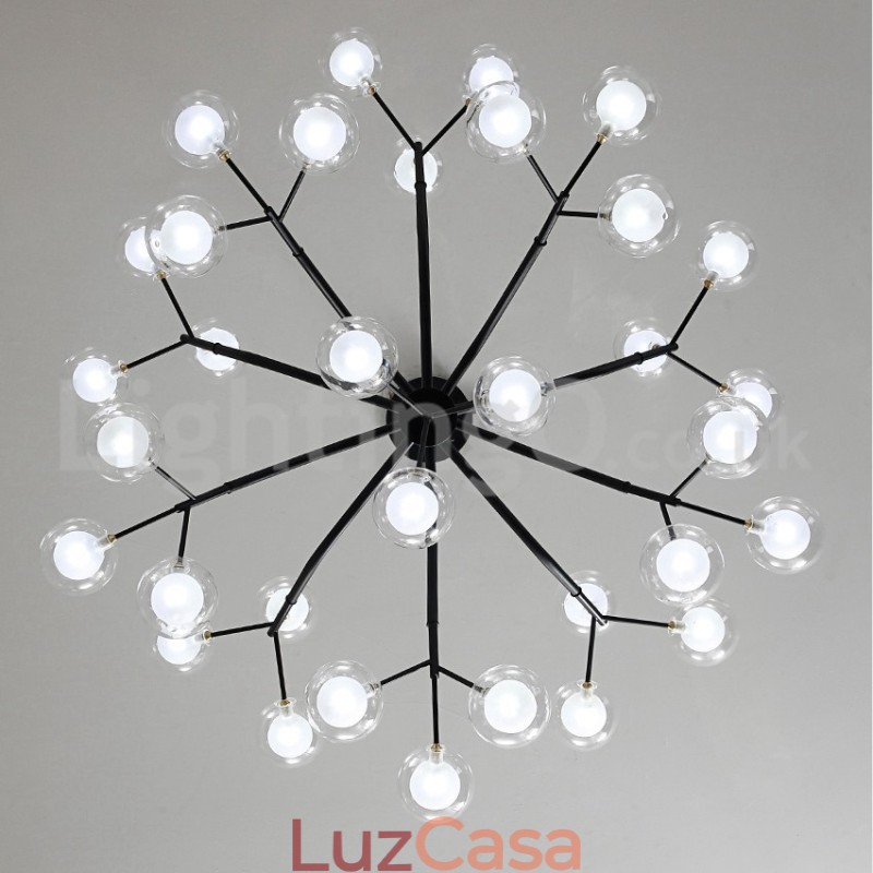 Lustre estilo nórdico Magic Bean Lustre pequeno de vidro transparente e transparente com bola de bolhas