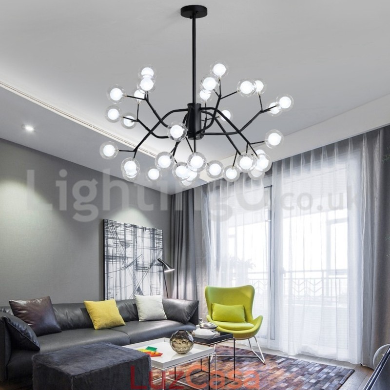 Lustre estilo nórdico Magic Bean Lustre pequeno de vidro transparente e transparente com bola de bolhas