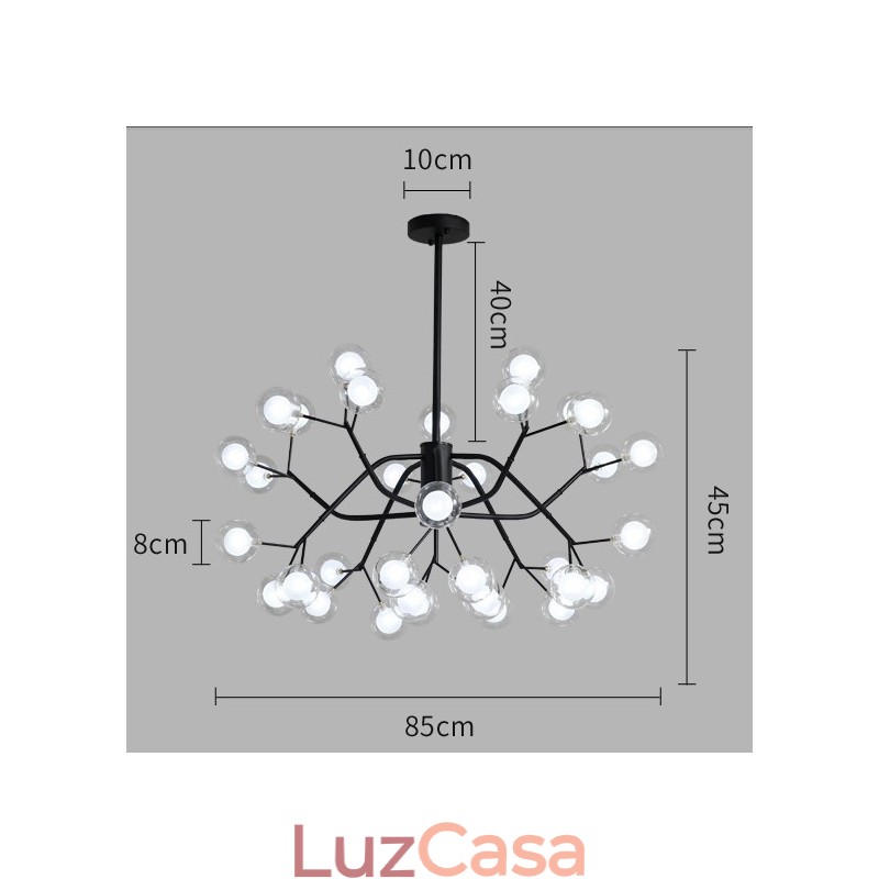 Lustre estilo nórdico Magic Bean Lustre pequeno de vidro transparente e transparente com bola de bolhas
