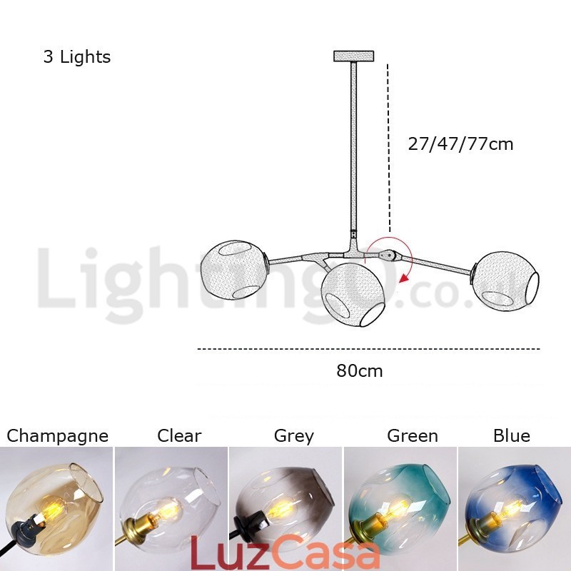 Lustre nórdico moderno de vidro mágico com lustre molecular