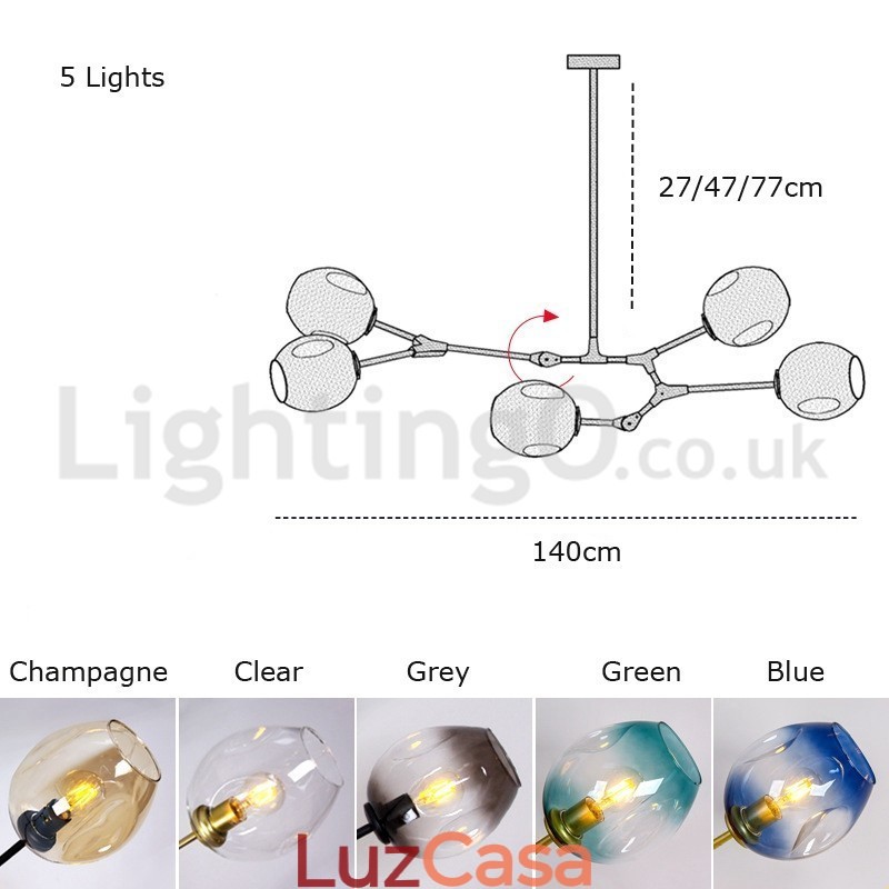 Lustre nórdico moderno de vidro mágico com lustre molecular