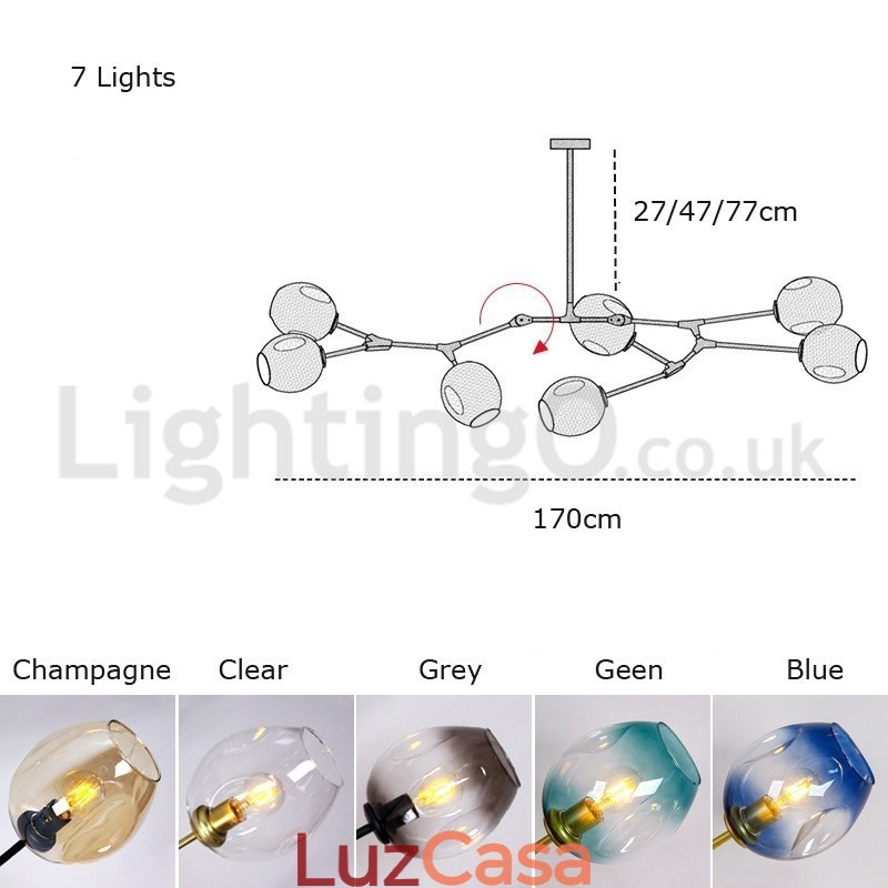Lustre nórdico moderno de vidro mágico com lustre molecular