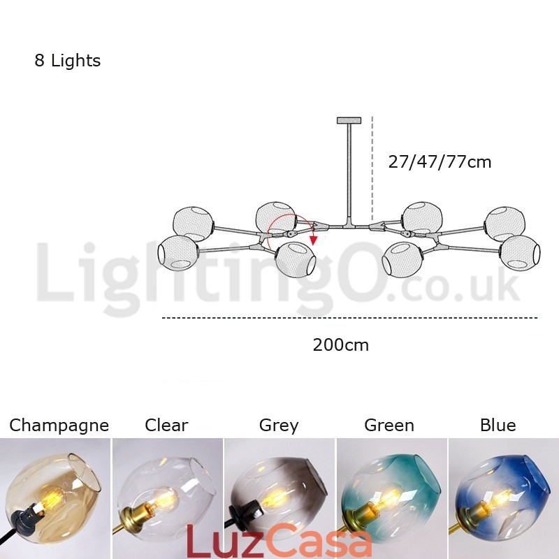 Lustre nórdico moderno de vidro mágico com lustre molecular