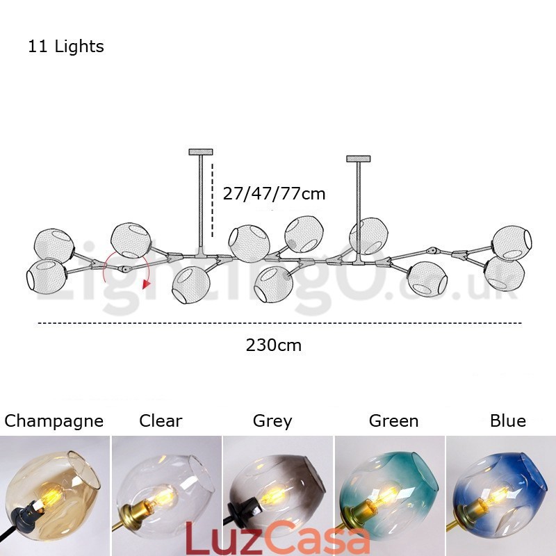 Lustre nórdico moderno de vidro mágico com lustre molecular