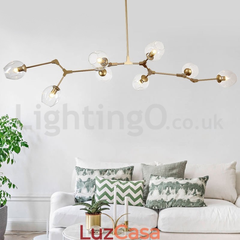 Lustre nórdico moderno de vidro mágico com lustre molecular