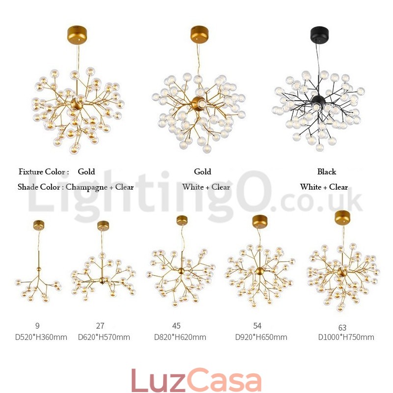 Lustre de vidro com bolhas moleculares pós-modernas nórdicas