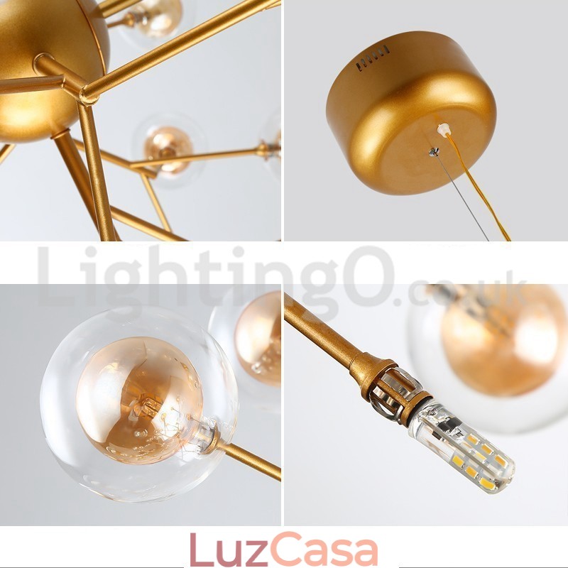 Lustre de vidro com bolhas moleculares pós-modernas nórdicas