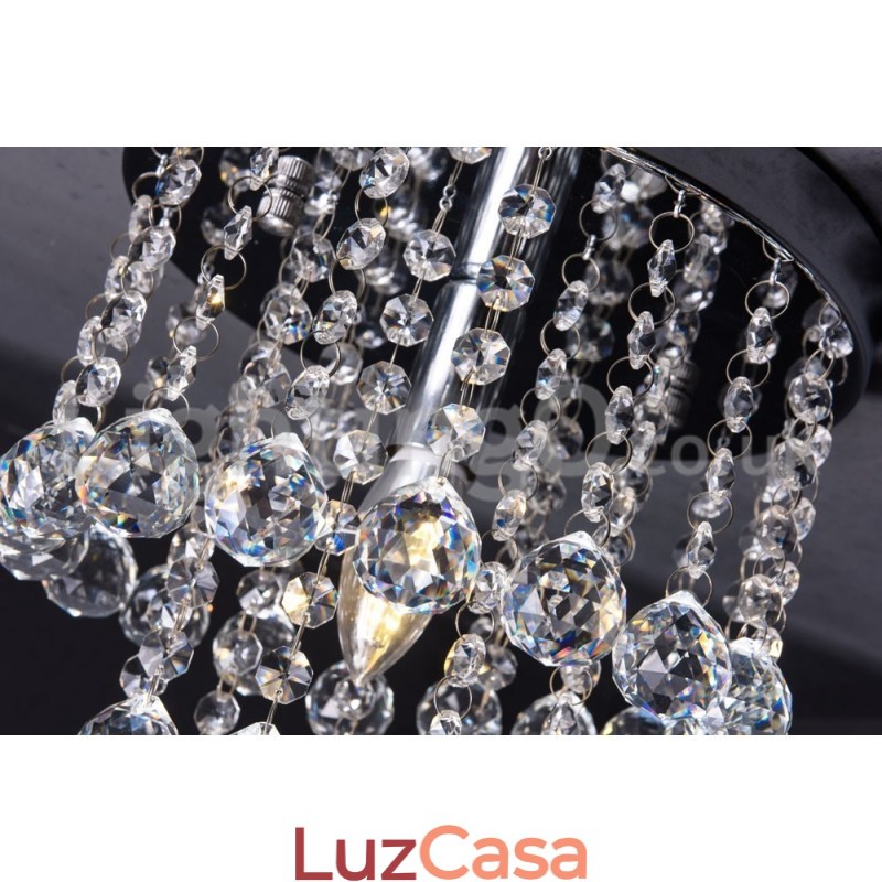 Lustre de cristal redondo moderno para varanda com luz embutida