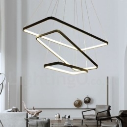 Luminária pendente regulável com controle remoto Design moderno Três retângulos