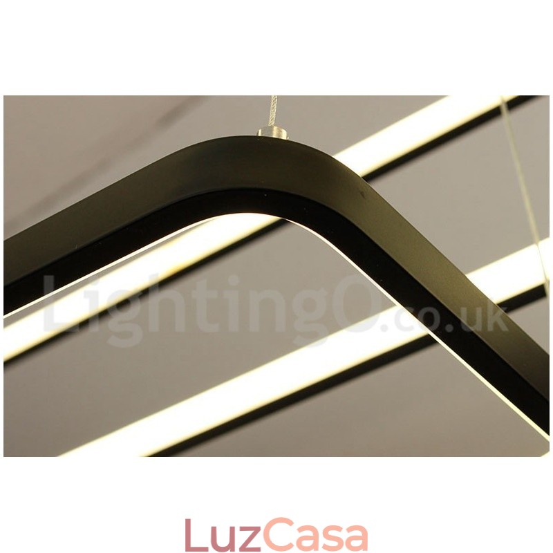 Luminária pendente regulável com controle remoto Design moderno Três retângulos
