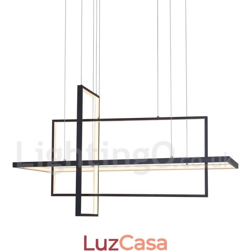 Luminária pendente regulável com controle remoto Design moderno Três retângulos