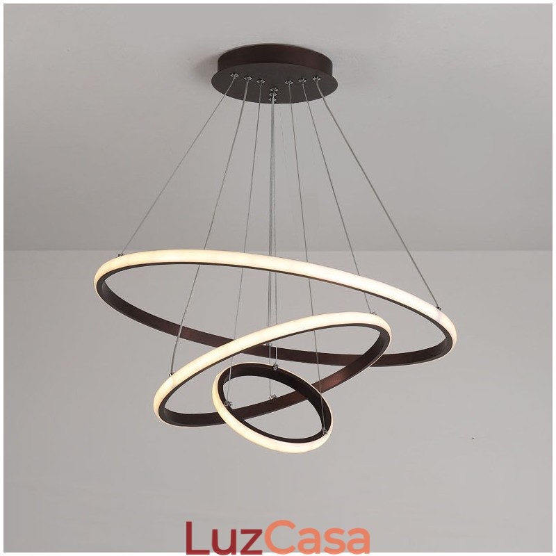 Luminária pendente de luz externa com controle remoto e anéis de design moderno reguláveis