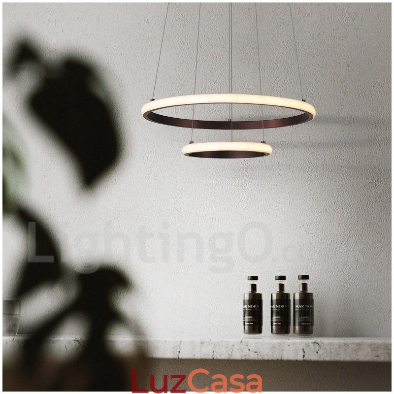 Luminária pendente de luz externa com controle remoto e anéis de design moderno reguláveis