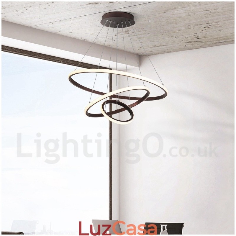 Luminária pendente de luz externa com controle remoto e anéis de design moderno reguláveis